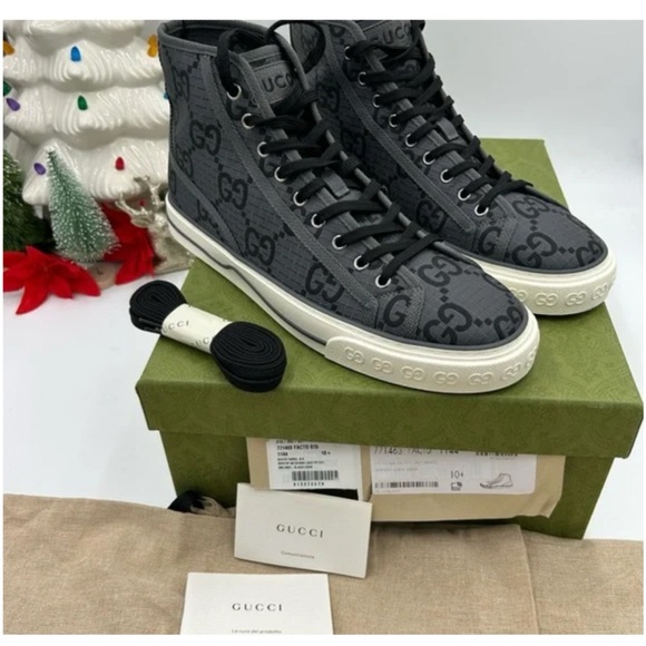 Gucci Men's 1977 tennis High-Top Sneakers size 10.5 made in Italy - Picture 8 of 8